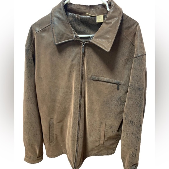 Ruff Hewn Men’s Vintage Inspired Bomber Aviator jacket Collared Brown Size Large - Picture 2 of 8